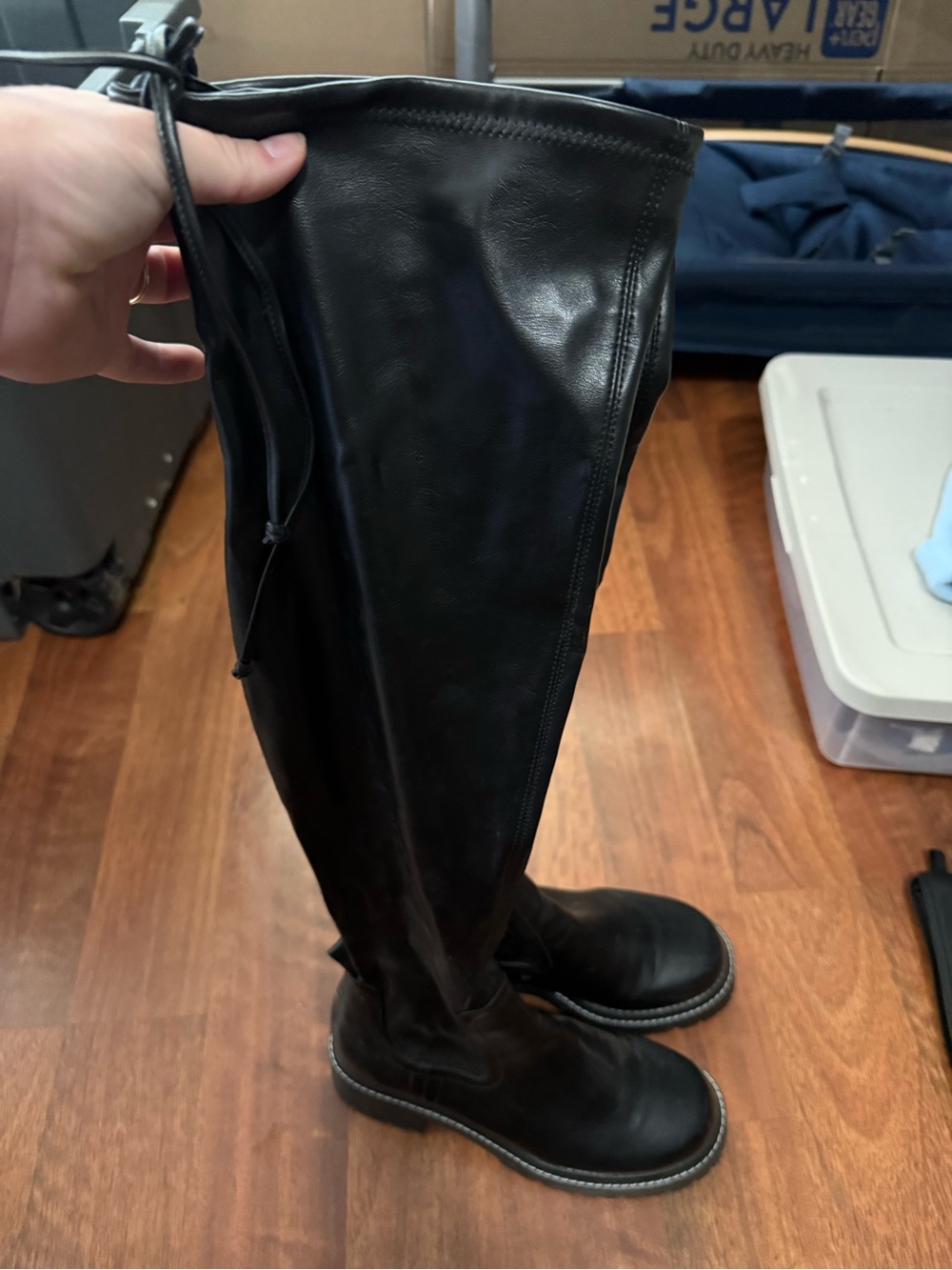 Gianni Bini Black Over-the-Knee Leather Riding Boots